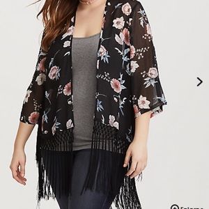 Torrid Black fringe kimono